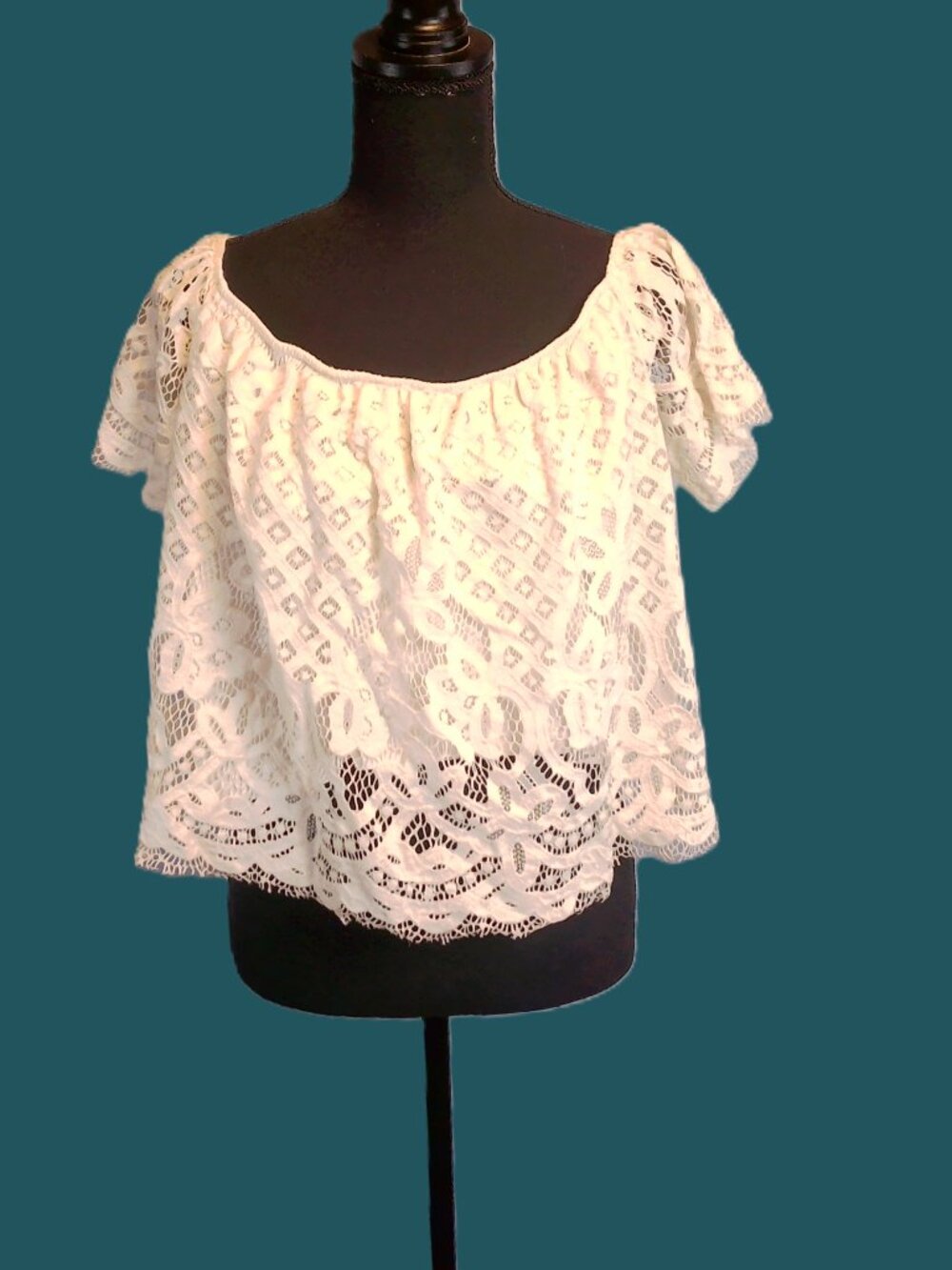 White Lace Cropped Top